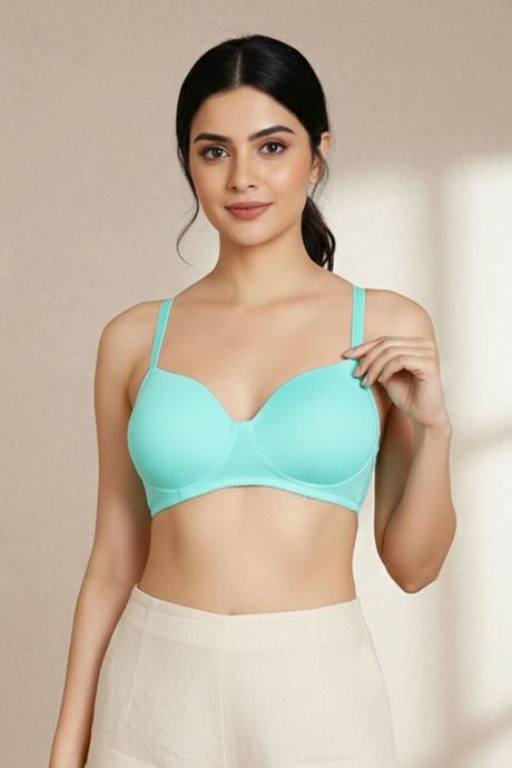 Zivame Padded Non Wired 3/4Th Coverage T-Shirt Bra - Aruba Blue — image 5